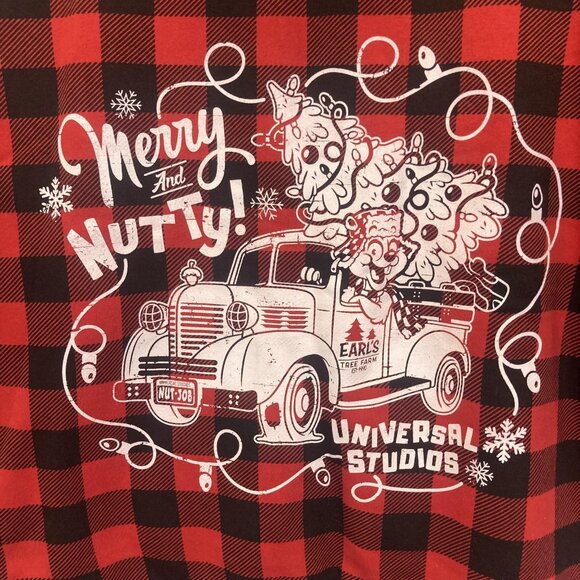 Universal Studios Buffalo Plaid Hoodie Adult XL Christmas Beaver Sweatshirt - Picture 8 of 8